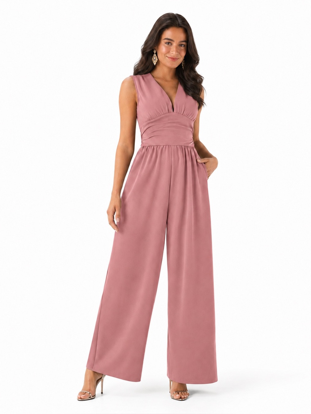 HALARA Mauve Pink Wide-Leg Jumpsuit